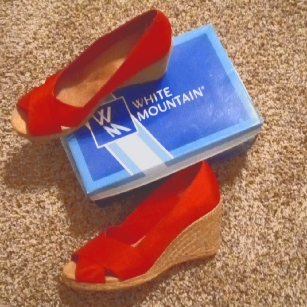 Red open toe Espadrille shoes